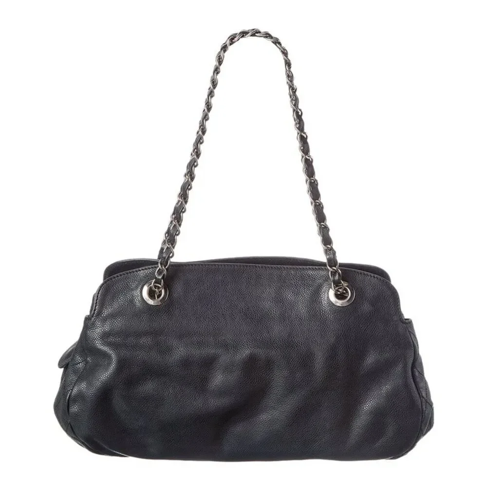 Chanel Black Calfskin Leather Cc Tote (Authentic Pre-Loved)